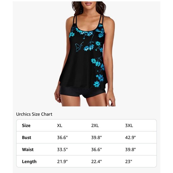 Womens swimsuit 2025 Tankini Swimsuit Tummy Control Flowy Swimwear top only 3XL - Picture 4 of 14